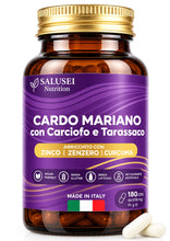 Carica l'immagine nel visualizzatore di Gallery, Cardo mariano tarassaco e carciofo (Dente di Leone), 180 CAPSULE, VEGANO, Integratore con 80% Silimarina, Curcuma, Zenze