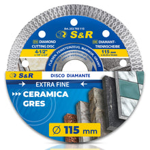 Carica l'immagine nel visualizzatore di Gallery, S&amp;R Disco Diamantato 115 piastrelle. Disco diamantato Gres Porcellanato Piastrelle Ceramica Granito Marmo. Dischi Flessi