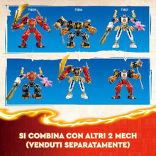 Carica l&#39;immagine nel visualizzatore di Gallery, LEGO NINJAGO Mech Elemento Fuoco di Kai, Giochi d&#39;Azione per Bambini e Bambine da 7 Anni, 2 Action Figure Snodabili da Costruire, Giocattolo Ninja Personalizzabile con 4 Minifigure tra cui Zane 71808