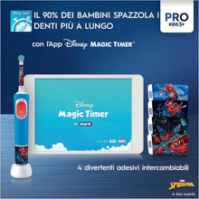 Carica l'immagine nel visualizzatore di Gallery, Oral-B Spazzolino Elettrico Ricaricabile Pro Kids Marvel Spiderman, 1 Testina, per Bambini da 3 Anni in Su, 1 Spazzolino