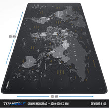 Carica l'immagine nel visualizzatore di Gallery, CSL-Computer TITANWOLF - Tappetino per mouse XXL Speed Gaming Titanwolf mappa del mondo 900 x 400 mm – XXL Mousepad – Sottomano grande dimensione – migliora la precisione e la velocità