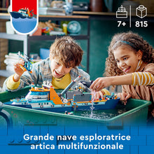 Carica l&#39;immagine nel visualizzatore di Gallery, LEGO City Esploratore Artico, Grande Nave Giocattolo Galleggiante con Elicottero, Gommone, Sottomarino, Relitto Barca Vichinga, 7 Minifigure e un&#39;Orca, Regalo per Bambini e Bambine dai 7 Anni 60368
