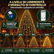 Carica l'immagine nel visualizzatore di Gallery, Mantello Luci per Albero di Natale Cascata: Atmosfera Festiva in 1 Minuto