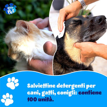 Carica l&#39;immagine nel visualizzatore di Gallery, Nice Pet Salviette IGIENIZZANTI Cani, Gatti con CLOREXIDINA - 100 Salviette - Proteggono Il PH Naturale - Profum al Muschio - Salvette Ideali per l&#39;igiene Manto di Cani e Gatti | Salviette Cane