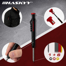Carica l'immagine nel visualizzatore di Gallery, HASKYY Set di matite da falegname per segnare fori profondi, include mine e temperamatite, matita per legno, metallo, pi