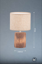 Carica l'immagine nel visualizzatore di Gallery, Fischer &amp; Honsel Lampada da tavolo Malik, lampada in cemento effetto legno con paralume in tessuto e interruttore a cavo