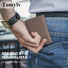 Carica l'immagine nel visualizzatore di Gallery, Tomylv Portafoglio Uomo, RFID Magnetica Portafoglio Uomo Slim, Porta Carte di Credito Uomo - ID Window, Tasca portamonete con cerniera, Scomparto per Banconota - Marrone