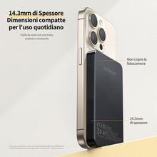 Carica l'immagine nel visualizzatore di Gallery, PORTENTUM Power bank per MagSafe 10000 mAh ultra-sottile 14 mm – Caricatore portatile magnetico ricarica rapida 22,5 W P