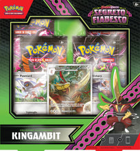 Carica l'immagine nel visualizzatore di Gallery, Collezione illustrazione Kingambit dell’espansione Scarlatto e Violetto - Segreto Fiabesco del GCC Pokémon (1 carta promozionale olografica, 2 carte olografiche e 4 buste di espansione), italiano