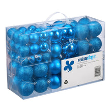 Carica l'immagine nel visualizzatore di Gallery, Relaxdays Palline di Natale, Set da 100, Addobbi Natalizi, Opache, Lucide, Glitterate, ∅ 3,4 e 6 cm, Deco, Blu-Petrolio