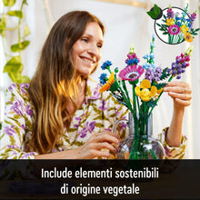 Carica l&#39;immagine nel visualizzatore di Gallery, LEGO 10313 Icons Bouquet Fiori Selvatici Finti con Papaveri e Lavanda Artificiali, Idee Regalo per Uomo o Donna, per Moglie o Marito, Botanical Collection, Modellismo e Hobby Creativi per Adulti