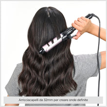Carica l'immagine nel visualizzatore di Gallery, BaByliss Ferro arricciacapelli 32mm, Satin Touch, 10 temperature, riscaldamento rapido, supporto integrato, Nero e rosa,