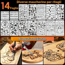 Carica l'immagine nel visualizzatore di Gallery, Set di penna per pirografia e saldatore per pirografia 71 in 1, 80 W, LED, temperatura regolabile 180-500 °C, con interr