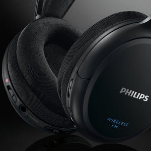 PHILIPS AUDIO SHC5200/10 Cuffie HiFi Wireless Sovrauricolari (32-mm-Driver, Trasmissione FM Wireless, Fascetta con Regolazione Automatica, Design Leggero, Ricaricabile) Nero