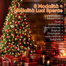 Carica l'immagine nel visualizzatore di Gallery, SALCAR Luci Albero Natale, 2M 8 Fili 280 LED Luci Decorazione Natale per Albero con Anello, 8 Modalità, Impermeabile IP44 Luminarie Natalizie Cascata per Interno Esterno, Bianco Caldo