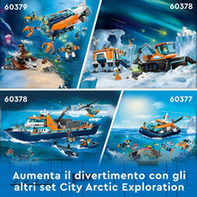 Carica l&#39;immagine nel visualizzatore di Gallery, LEGO City Esploratore Artico, Grande Nave Giocattolo Galleggiante con Elicottero, Gommone, Sottomarino, Relitto Barca Vichinga, 7 Minifigure e un&#39;Orca, Regalo per Bambini e Bambine dai 7 Anni 60368