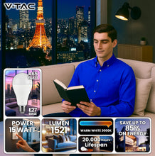 Carica l'immagine nel visualizzatore di Gallery, V-TAC 3x Lampadine LED A65 da 15W - SUPER LUMINOSE - 1521 Lumen - Attacco E27 - Lampadine Nuova Generazione - Equivalent