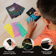 Carica l'immagine nel visualizzatore di Gallery, BONNYCO Scratch Art Bambini 16 Set per Gadget Compleanno Bambini e Scuola