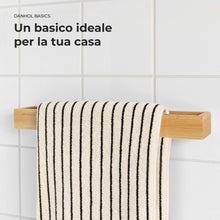 Carica l'immagine nel visualizzatore di Gallery, Porta Asciugamani Bagno Adesivo Senza Forare in Legno di Bambù 38 cm