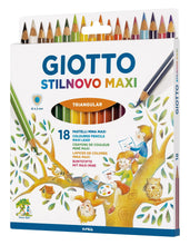 Carica l'immagine nel visualizzatore di Gallery, GIOTTO Stilnovo Maxi, Matite Colorate Spesse, Triangolari, Mina 4.3 mm, Colori Assortiti, 18 Pezzi