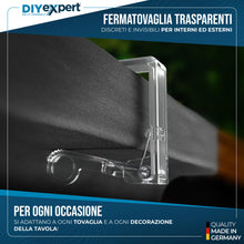 Carica l'immagine nel visualizzatore di Gallery, DIYexpert Fermatovaglia Trasparenti Made in Germany [4 Pezzi] – Clip Robuste per Tavoli Spessi Fino a 45 mm – Resistenti