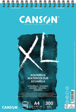 Carica l'immagine nel visualizzatore di Gallery, Canson XL, Aquerelle Album per Tecniche Umide Spiralato Lato Corto 300g/m, Grana Fine, A4, 30 Fogli
