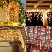 Carica l'immagine nel visualizzatore di Gallery, SALCAR Catena luminosa a LED per esterni, 200 luci per finestre, 8 m, luci natalizie (5 m di catena luminosa + cavo di alimentazione da 3 m), interno 31 V con 8 modalità di illuminazione e funzione