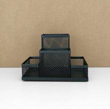 Carica l'immagine nel visualizzatore di Gallery, D.RECT Organizer da scrivania | portapenne organizer da tavolo in metallo | ripiano da ufficio con porta foglietti in rete | 103 x 154 x 103 mm nero