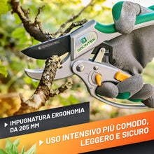 Carica l'immagine nel visualizzatore di Gallery, GRÜNTEK Forbici Cesoie da Potatura a Cricchetto CACATUA 20.5 cm – Forbici Giardinaggio Professionali a Incudine. Cesoie 