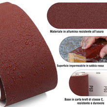 Carica l'immagine nel visualizzatore di Gallery, WORKPRO Rotoli Carta Vetrata Abrasiva 5 m x 93 mm, Set da 4 Pezzi