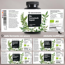 Carica l'immagine nel visualizzatore di Gallery, Bio Curcuma &amp; Zenzero – 180 capsule – curcuma, zenzero e pepe biologici – con curcumina e piperina – ad alto dosaggio – 
