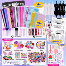 Carica l&#39;immagine nel visualizzatore di Gallery, 800+ Pezzi – Kit Di Design Di Moda Per Ragazze con 6 Manichini, Kit Per Arte e Artigianato Creativi, Kit Da Cucito Per Bambini, Regalo di Compleanno per Bambine, 6 7 8 9 10 11 12+ anni