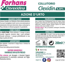 Carica l'immagine nel visualizzatore di Gallery, Forhans Liquido Antisettico Clorhexidina Clexidin 0.20% Collutorio dal gusto gradevole, 200 ml