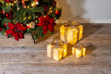 Carica l'immagine nel visualizzatore di Gallery, Bambelaa! Led Decorazione Light Gift Boxes - Set di 3 incl. Funzione Timer - Decorazione natalizia Decorazione natalizia Decorazione di Natale Illuminazione (Oro)