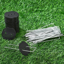 Carica l'immagine nel visualizzatore di Gallery, 100 pezzi Picchetti Telo Pacciamatura con 100 Rondelle,Antiruggine Picchetti Giardino a U in Acciaio per Telo Pacciamatu