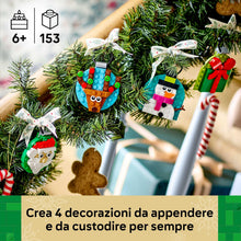 Carica l'immagine nel visualizzatore di Gallery, LEGO Selezione di Decorazioni di Natale - Gioco con 4 Addobbi da Appendere tra cui Babbo Natale, Pupazzo di Neve e Renna - Attività per la Famiglia - Regalo Natalizio per Bambine e Bambini 6+ - 40744