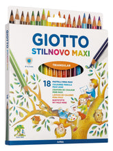 Carica l'immagine nel visualizzatore di Gallery, GIOTTO Stilnovo Maxi, Matite Colorate Spesse, Triangolari, Mina 4.3 mm, Colori Assortiti, 18 Pezzi