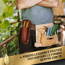 Carica l'immagine nel visualizzatore di Gallery, GRÜNTEK Fondina per Cesoie da Giardino in Vera Pelle Fodero Custodia per Forbici da Potatura in Cuoio di Colore Marrone 