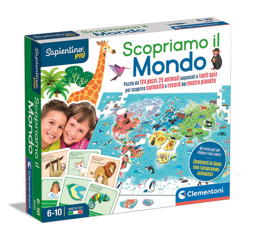 Clementoni - 16597 - Sapientino più - Scopriamo Il Mondo - Gioco Educativo sulla Geografia, Puzzle Planisfero per Bambini dai 6 Anni (Gioco in Italiano), Made in Italy