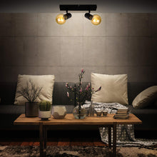 Carica l'immagine nel visualizzatore di Gallery, B.K.Licht Lampada da soffitto con 2 faretti orientabili, adatta per 2 lampadine E27 non incluse max 60W, metallo nero, p