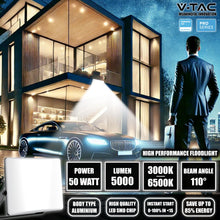 Carica l'immagine nel visualizzatore di Gallery, V-TAC Faro LED da Esterno 50W - [Chip Samsung + Tecnologia RLE + Innovativa Copertura in Policarbonato] - Alta Luminosit