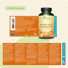 Carica l'immagine nel visualizzatore di Gallery, Vegavero Vitamina D3 + K2 MK7 Vegan, Vitamine di Marca dall'Europa, K2 >99% all-trans MK-7 K2VITAL, Alta Biodisponibilit