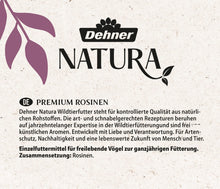 Carica l'immagine nel visualizzatore di Gallery, Dehner Natura Premium mangime per uccelli selvatici, con uvetta, non solforato, 2 kg