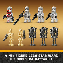 Carica l&#39;immagine nel visualizzatore di Gallery, LEGO Star Wars Battle Pack Clone Trooper e Battle Droid Set da Battaglia con Veicolo Giocattolo Speeder Bike, Tri-Droide e Postazione Difensiva, Regalo per Bambini e Bambine da 7 Anni in su 75372