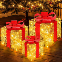 Carica l'immagine nel visualizzatore di Gallery, Vautvis 3 Scatole Luminose Natalizie, Regalo Con Decorazione LED, Luci Natalizie per Casa