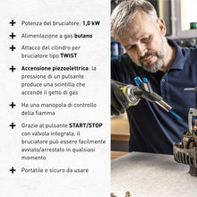Carica l'immagine nel visualizzatore di Gallery, Högert Technik - Cannello per Saldatura, Bruciatore a Gas Portatile, Modello da Cucina e Uso Domestico, Temperatura Mass