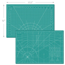 Carica l'immagine nel visualizzatore di Gallery, Tappetino da taglio A3 carta - con 55 coltelli Taglierino Cutter,bisturi di precisione,Righello Metallo - Reticolo tappeto scrivania - Verde, autorigenerante