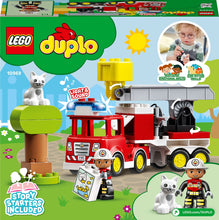 Carica l&#39;immagine nel visualizzatore di Gallery, LEGO DUPLO Town Autopompa, Camion Giocattolo dei Pompieri con Luci, Sirena e Scala Mobile, Figure di Vigile del Fuoco e Gatto, Giochi per Bambini e Bambine da 2 Anni, Idee Regalo di Compleanno 10969