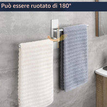 Carica l'immagine nel visualizzatore di Gallery, Porta Asciugamani Bagno Adesivo Girevole a 180°, Portasciugamani da Parete in Acciaio Inox 304 Porta Asciugamani Senza F
