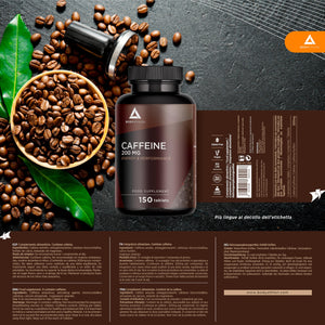 Caffeina pura 200mg- 150 compresse per 150 giorni - Energia e Concentrazione- Migliora le tue prestazioni sportive e intellettuali- Potenzia la tua resistenza – Alto dosaggi- Bodyathlon